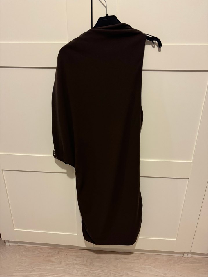 Zara Kahverengi Drapeli Elbise - Görsel 5