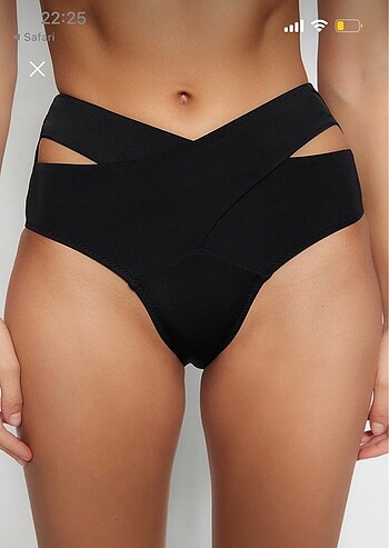 38 Beden Siyah Cut Out Detaylı Yüksek Bel Bikini Altı