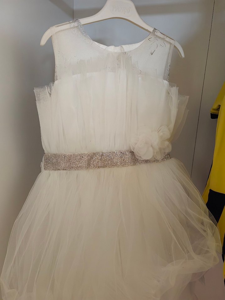 Beyaz İşlemeli Uzun Kollu Nişan Elbisesi - Görsel 2