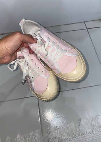 Pembe Bağcıklı Kadın Sneakers - Görsel 5