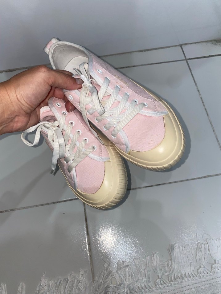 Pembe Bağcıklı Kadın Sneakers - Görsel 5