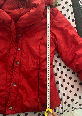 Kemerli Kırmızı Kadın Kışlık Mont - Görsel 7