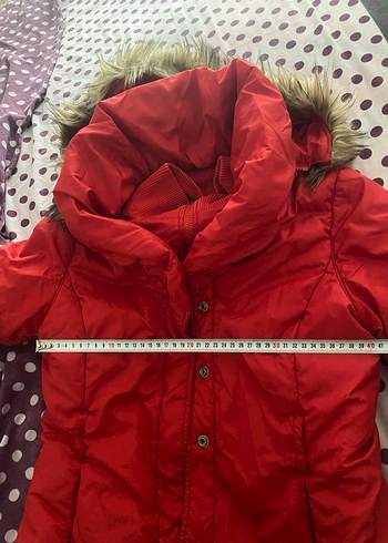 Kemerli Kırmızı Kadın Kışlık Mont - Görsel 6