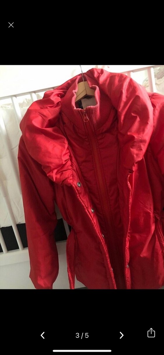 Kemerli Kırmızı Kadın Kışlık Mont - Görsel 3