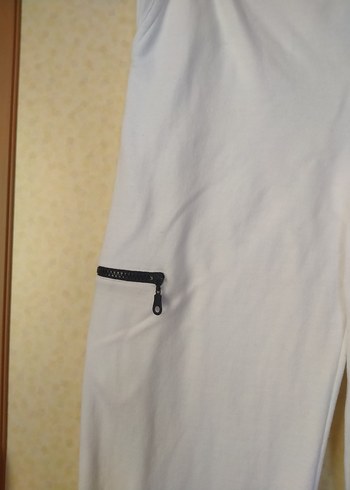 Beyaz Kemerli Spor Rahat Kadın Pantolon - Görsel 2