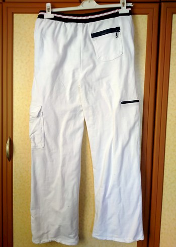 Beyaz Kemerli Spor Rahat Kadın Pantolon - Görsel 7