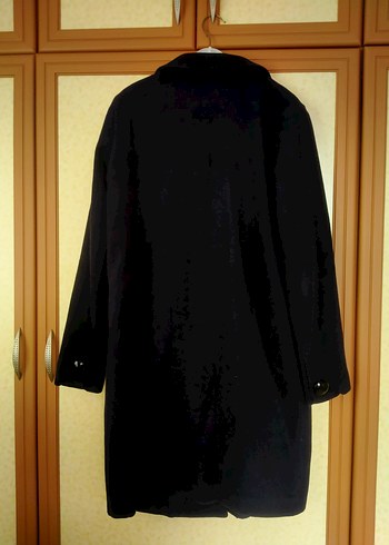 Düğmeli Siyah Midi Hamile Kaban - Görsel 4