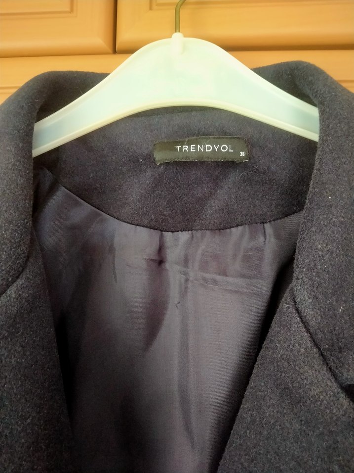 Düğmeli Siyah Midi Hamile Kaban - Görsel 3