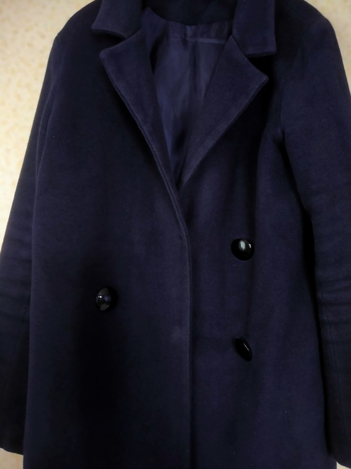 Düğmeli Siyah Midi Hamile Kaban - Görsel 2