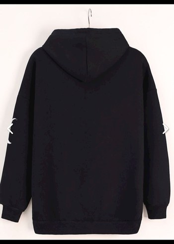 Kadın Siyah Fermuarlı Kapüşonlu Sweatshirt - Görsel 2