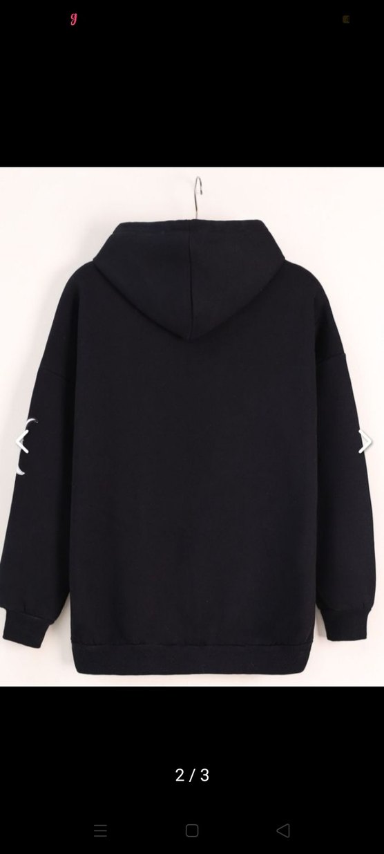 Kadın Siyah Fermuarlı Kapüşonlu Sweatshirt - Görsel 2