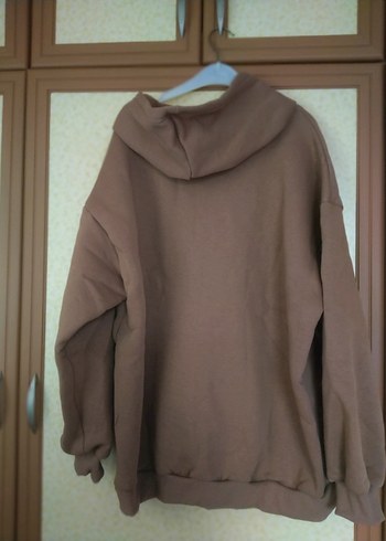 Kapüşonlu Kahverengi Fermuarlı Sweatshirt - Görsel 5