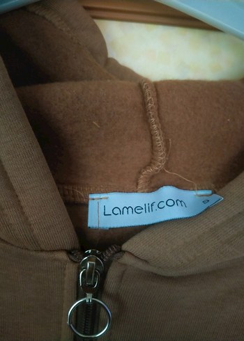 Kapüşonlu Kahverengi Fermuarlı Sweatshirt - Görsel 4