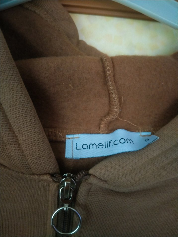 Kapüşonlu Kahverengi Fermuarlı Sweatshirt - Görsel 4