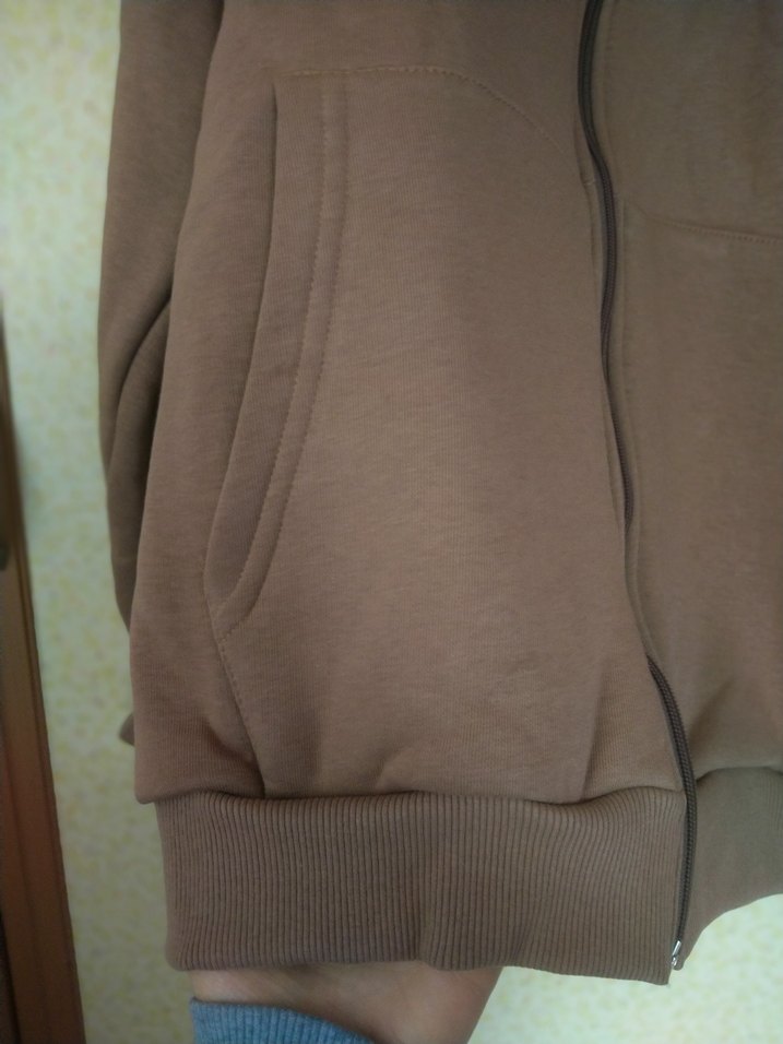 Kapüşonlu Kahverengi Fermuarlı Sweatshirt - Görsel 2