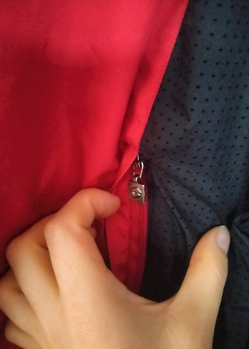 Kırmızı Siyah Fermuarlı Spor Ceket - Görsel 5