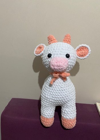 Beyaz-pembe peluş inek oyuncak