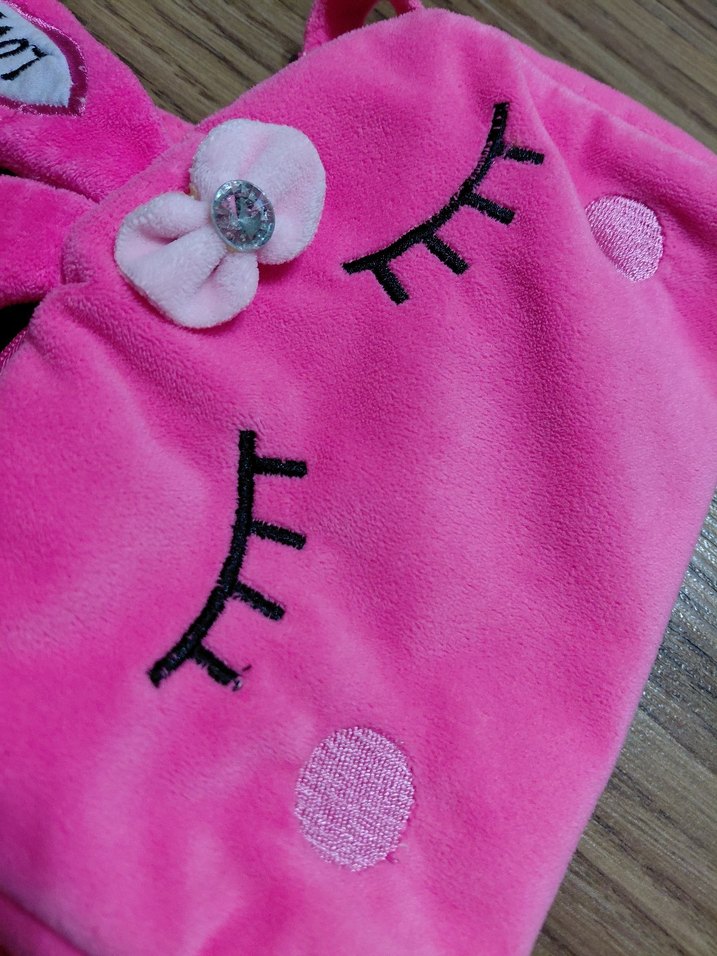 Pembe Tavşan Desenli Fermuarlı Kız Çanta - Görsel 2