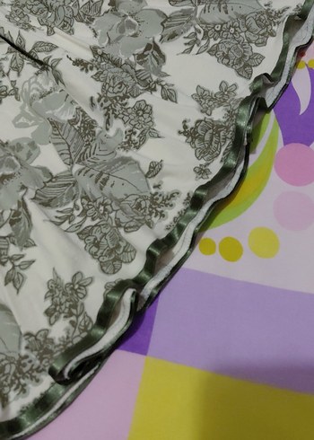 Nakışlı Gri Fırfırlı Midi Etek - Görsel 3