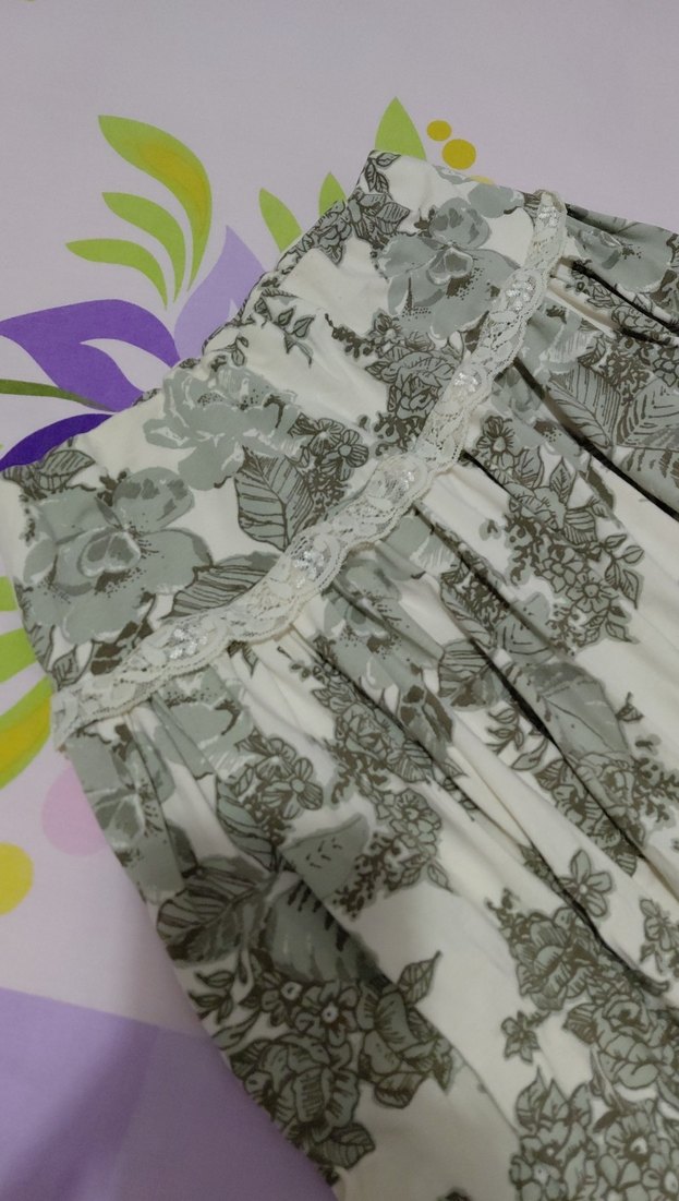 Nakışlı Gri Fırfırlı Midi Etek - Görsel 2