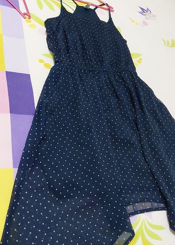 Lacivert Puantiyeli Midi Elbise - Görsel 5