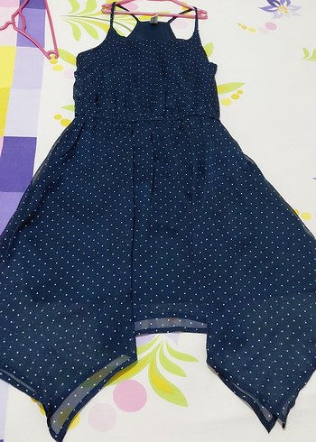 Lacivert Puantiyeli Midi Elbise - Görsel 4