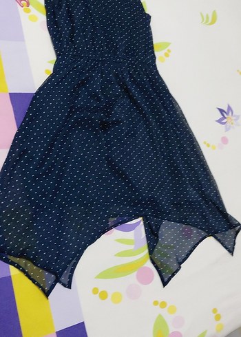 Lacivert Puantiyeli Midi Elbise - Görsel 3