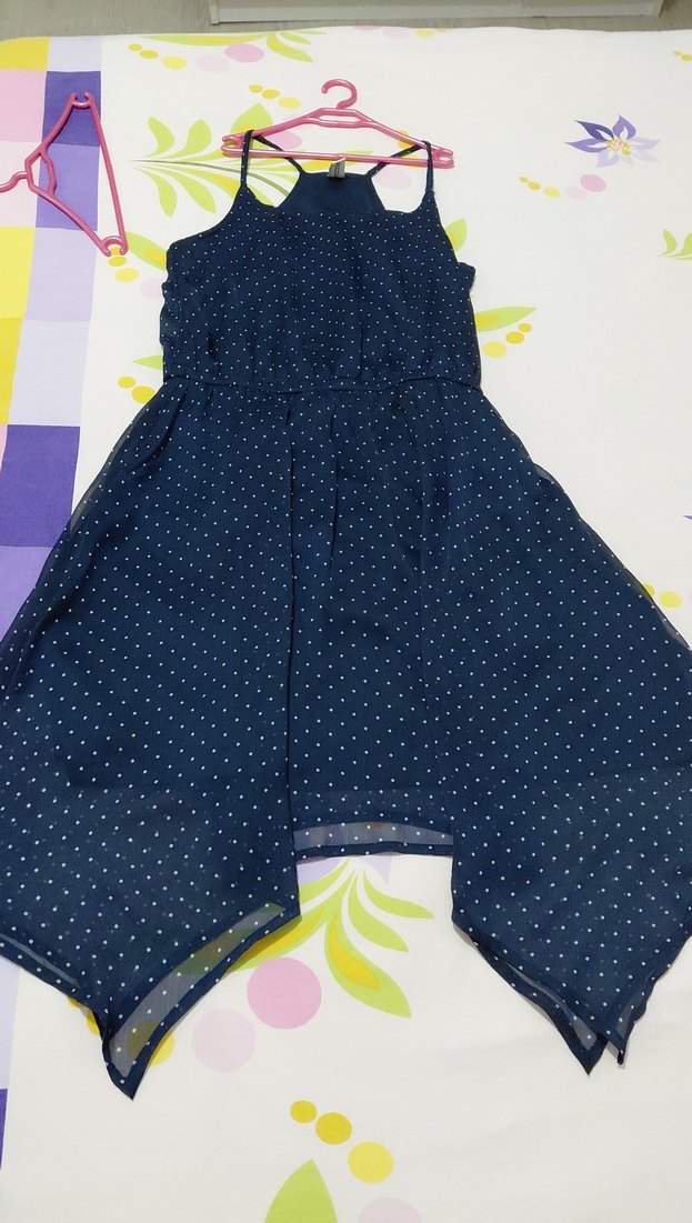 Lacivert Puantiyeli Midi Elbise - Görsel 4