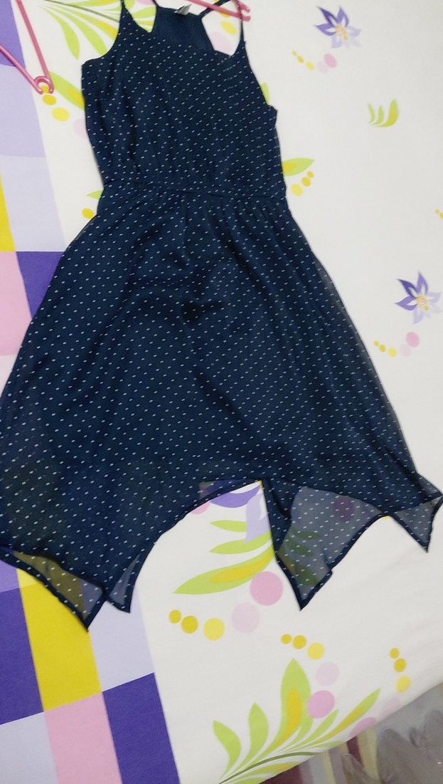 Lacivert Puantiyeli Midi Elbise - Görsel 3