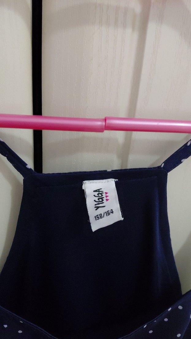 Lacivert Puantiyeli Midi Elbise - Görsel 2