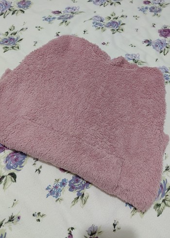 Pembe Kapüşonlu cocuk Triko Sweatshirt - Görsel 3