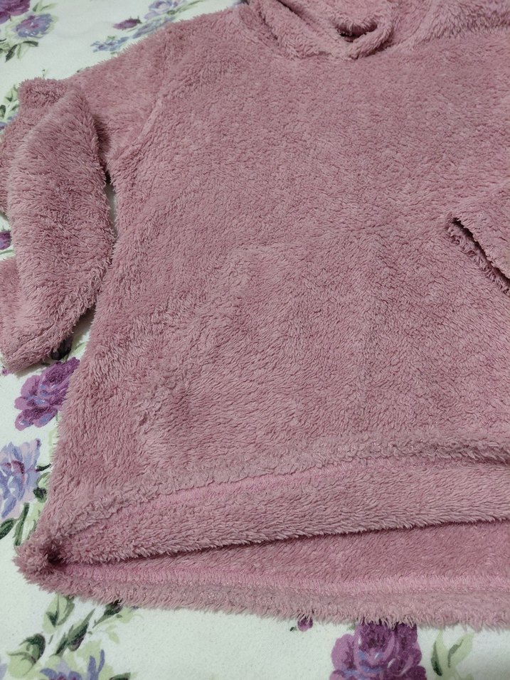 Pembe Kapüşonlu cocuk Triko Sweatshirt - Görsel 2