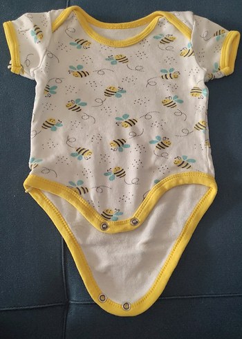 Sarı Baskılı Kısa Kollu Bebek Body