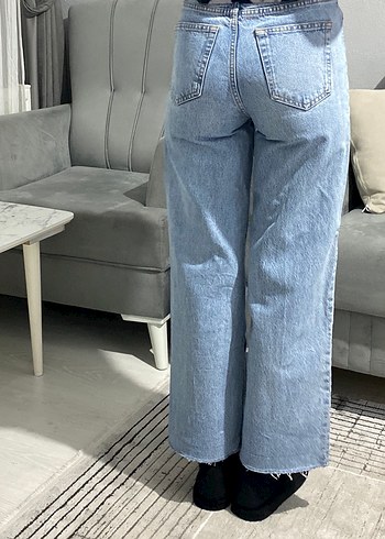 Stradivarius Mavi Bağlama Desenli Bol Kesim Kadın Kot Pantolon