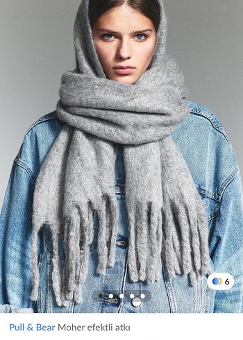 Pull and Bear Pull Bear Gri Moher Efektli Atki