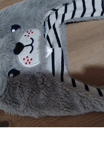 Çocuk Gri Zebra Desenli Kürklü Bere - Görsel 2