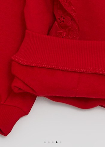 Kız Çocuk Kırmızı Fırfırlı Sweatshirt şardonlu - Görsel 3