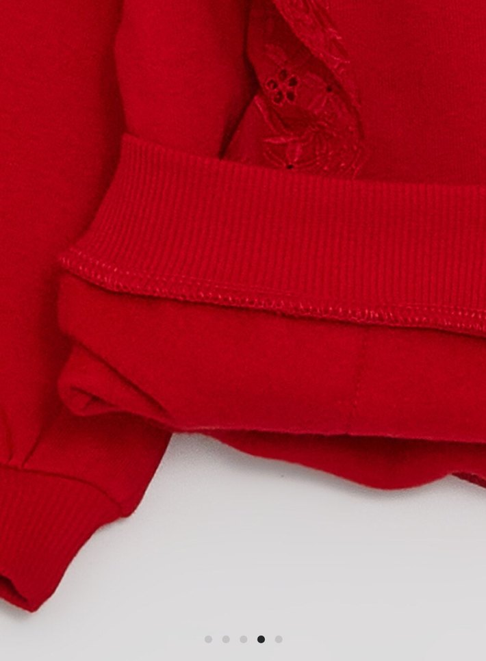 Kız Çocuk Kırmızı Fırfırlı Sweatshirt şardonlu - Görsel 3