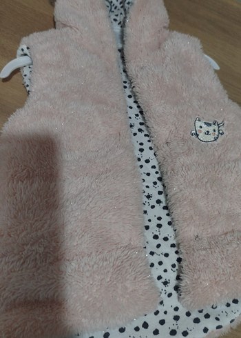 Kız Çocuk Pembe Leopar Desenli Peluş Yelek - Görsel 3