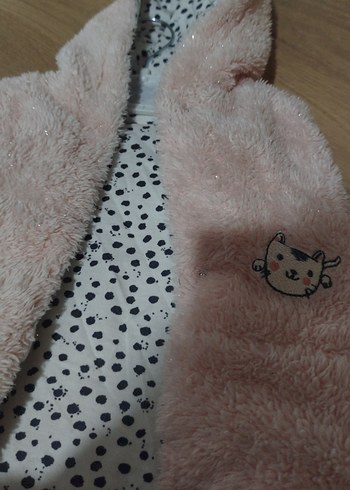 Kız Çocuk Pembe Leopar Desenli Peluş Yelek - Görsel 4