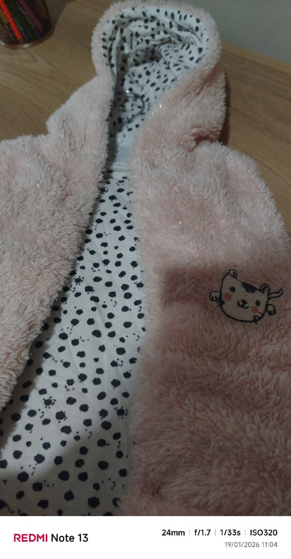 Kız Çocuk Pembe Leopar Desenli Peluş Yelek - Görsel 4