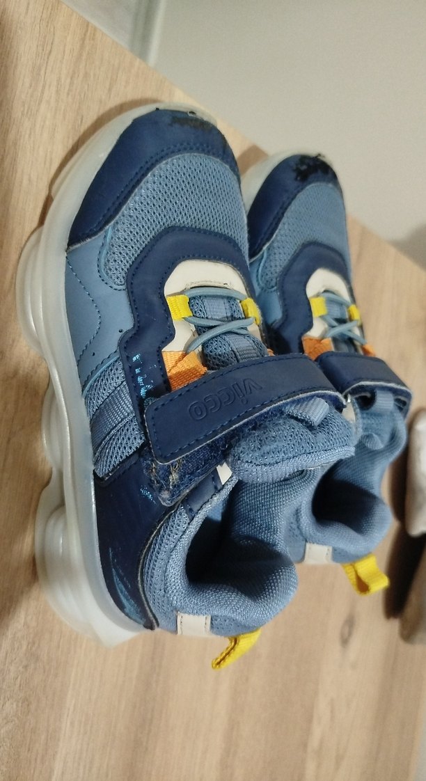 Erkek Çocuk Mavi Gri Cırtlı Spor Ayakkabı - Görsel 3