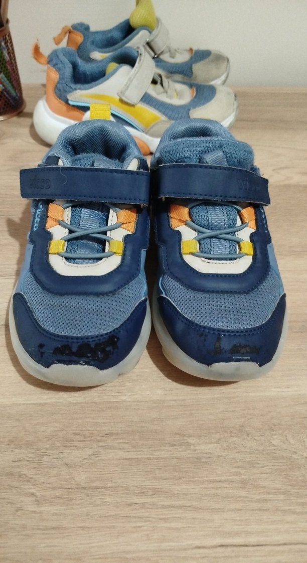 Erkek Çocuk Mavi Gri Cırtlı Spor Ayakkabı - Görsel 4