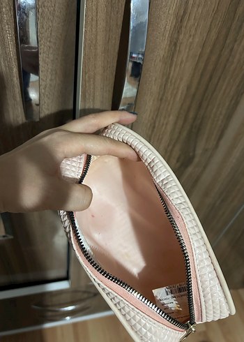  Beden Fermuarlı Pembe Yılan Derisi Desenli Makyaj Çantası