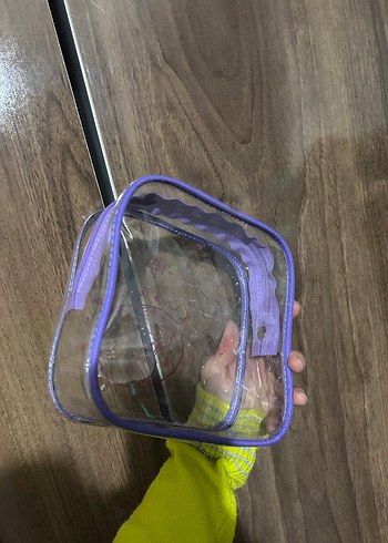 Mor Fermuarlı Şeffaf Makyaj Çantası - Görsel 3