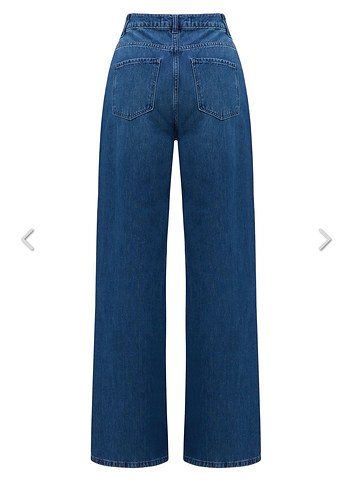 Taş  İşlemeli Rahat Kesim Mavi Denim Pantolon - Görsel 2