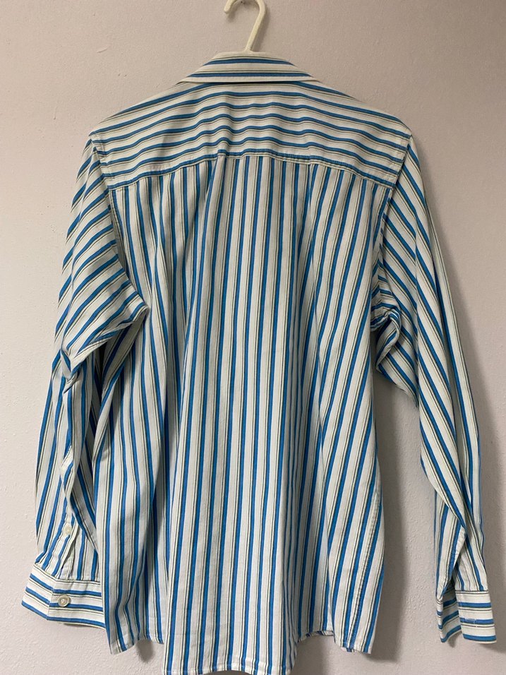 Mavi Çizgili Pamuklu Erkek Gömlek - Görsel 4