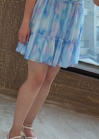 Trendyol & Milla Mavi Desenli Mini Elbise