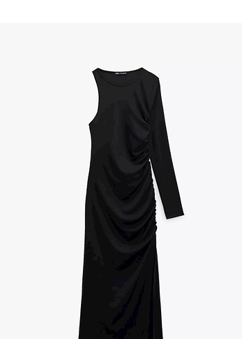 Zara Tek Kollu Siyah zara Uzun Elbise