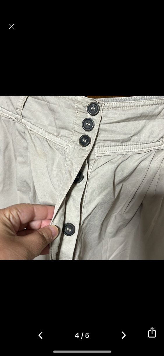 Düğmeli Keten Mini Etek - Görsel 3